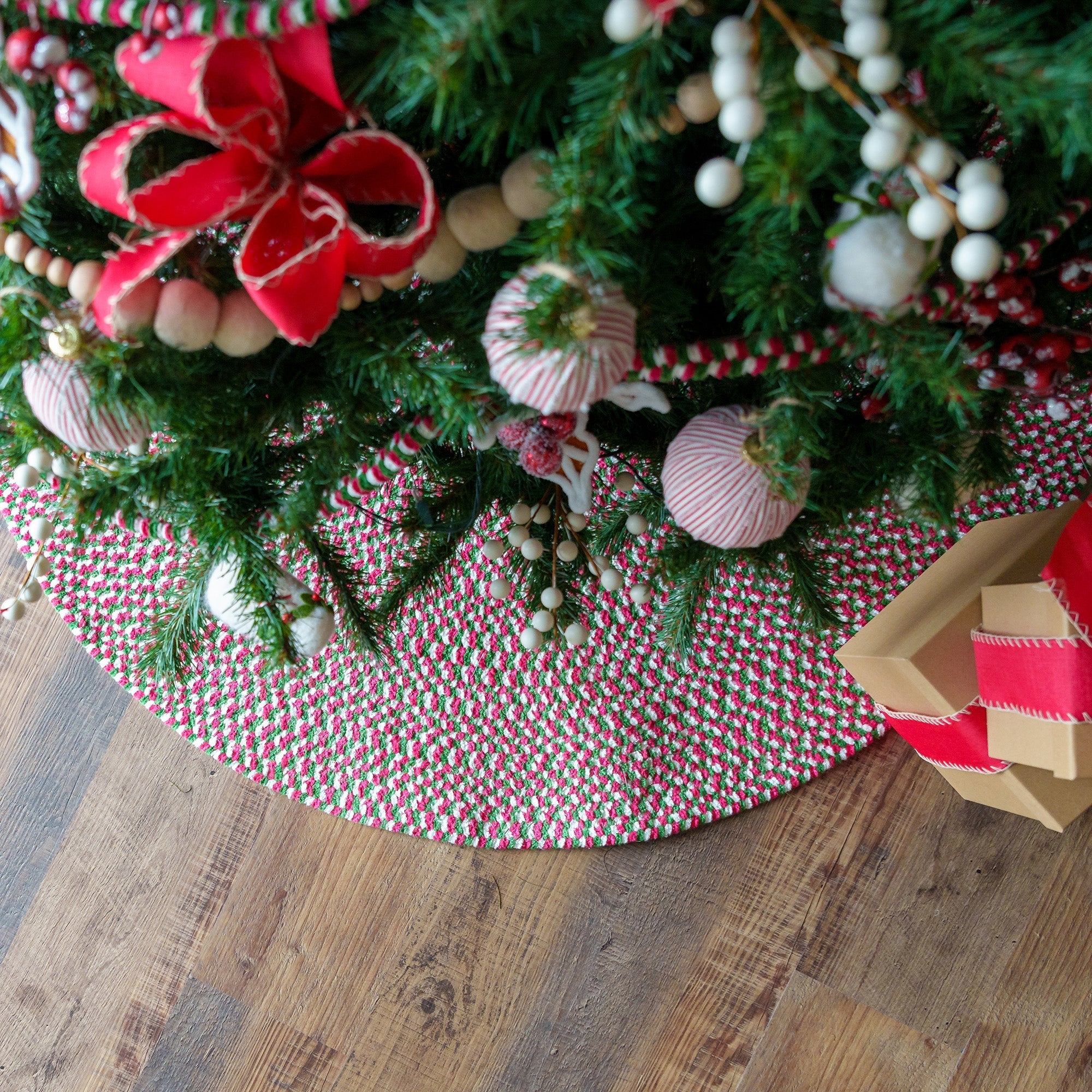 Happy Holidays-Christmas Christmas Multi Braided Rug Skirt image