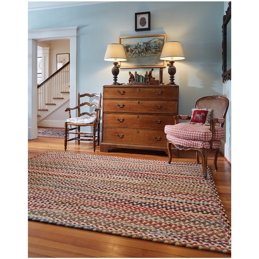 Plymouth Light Gold Braided Rug Vertical Stripe Rectangle image