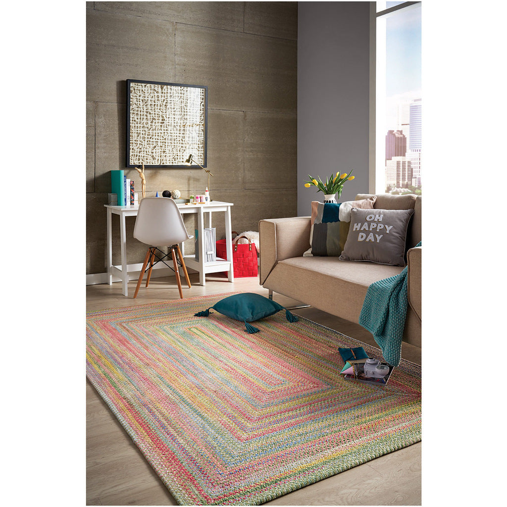 Cutting Garden Grass Braided Rug Concentric Rectangle image