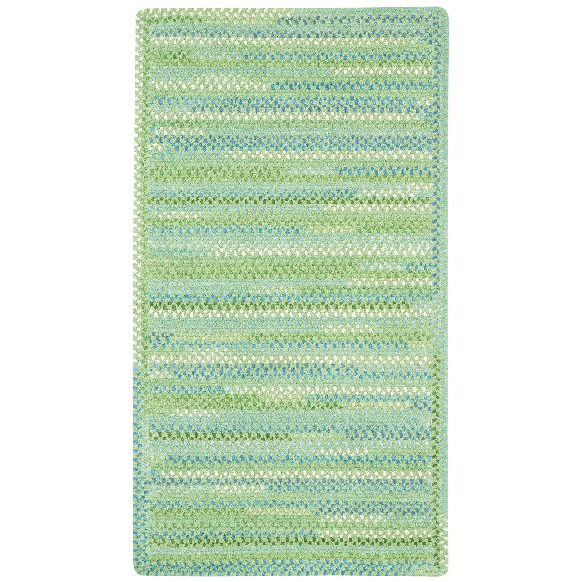 Sailor Boy Sea Monster Green Braided Rug Cross Sewn Rectangle image