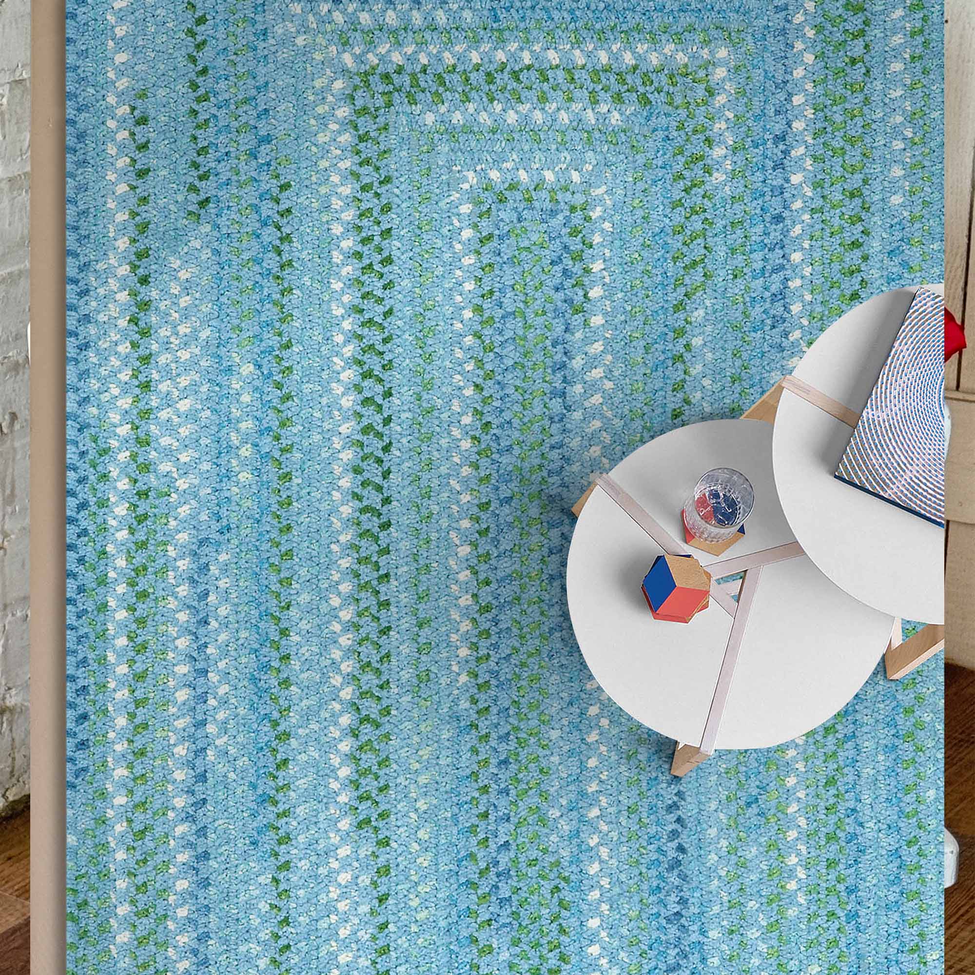 Sailor Boy Deep Blue Sea Braided Rug Concentric Rectangle image