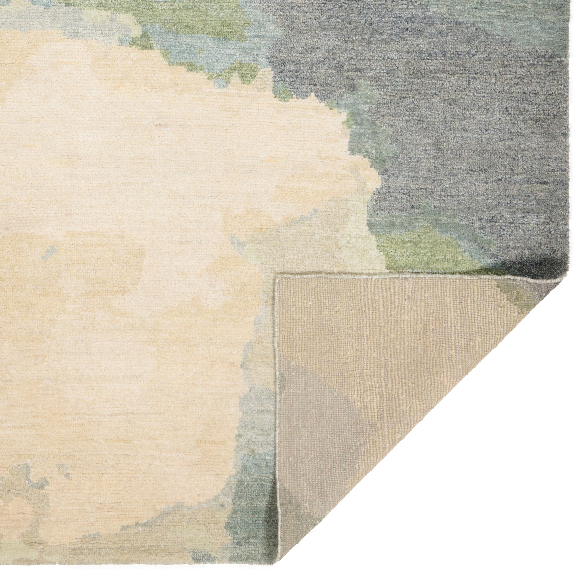 Aquarelles Verte Hand Knotted Rug Rectangle image