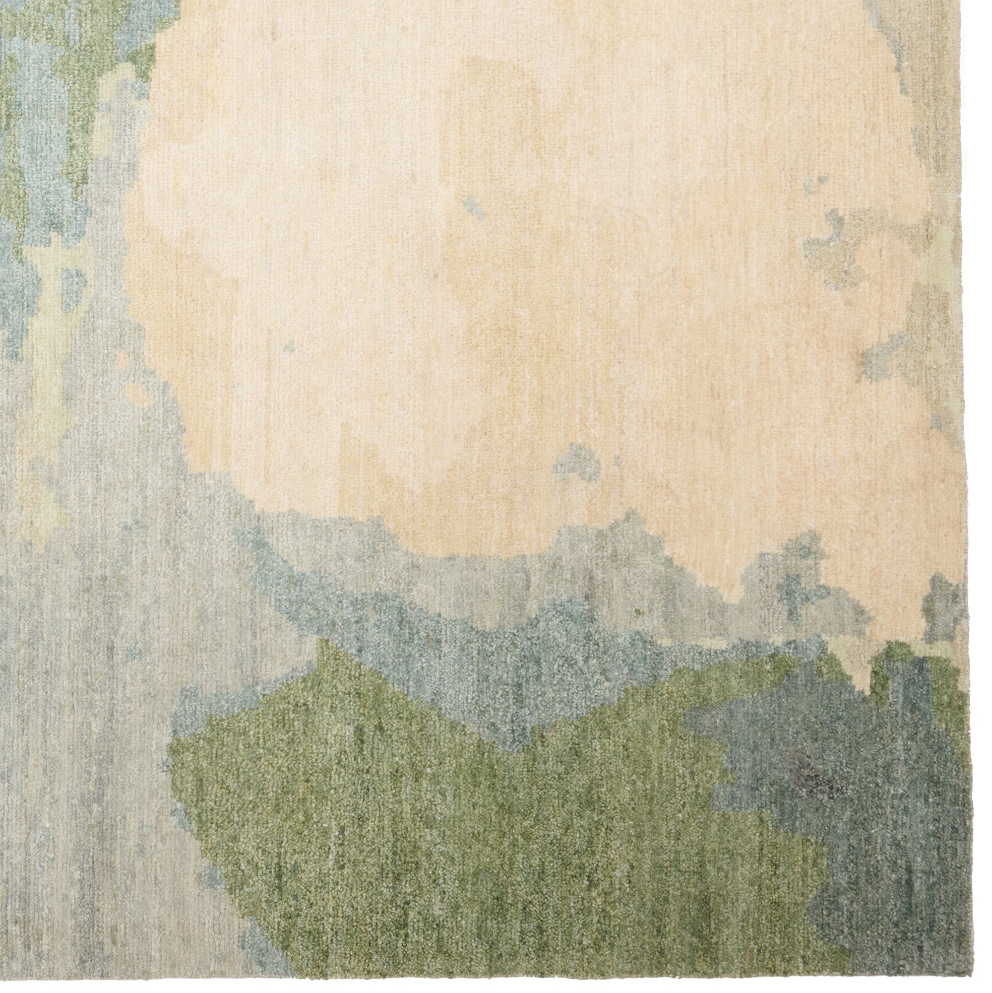 Aquarelles Verte Hand Knotted Rug Rectangle image