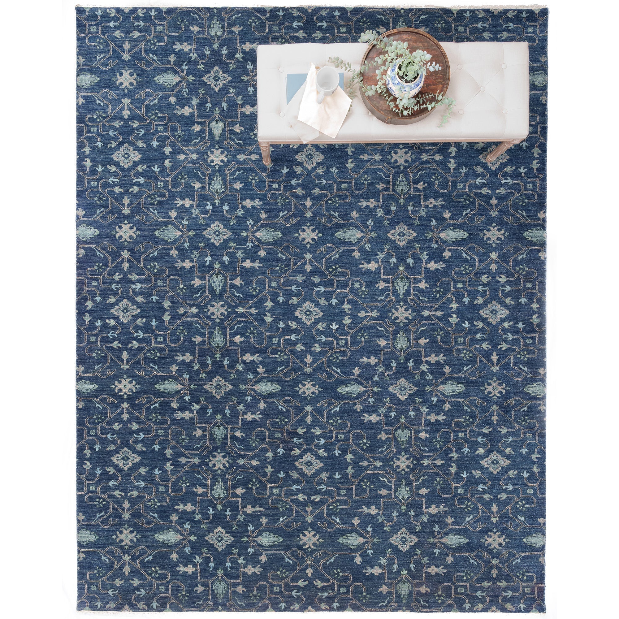 Ethereal Navy Hand Knotted Rug Rectangle image