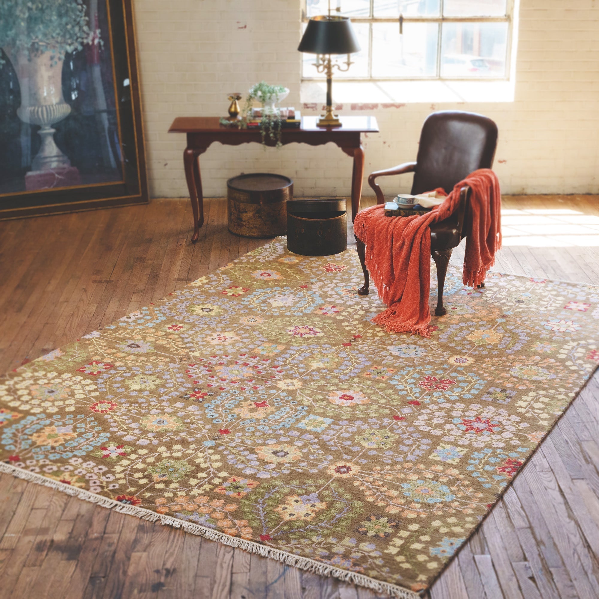 Kerrington-Eisley Olive Multi Hand Knotted Rug Rectangle image