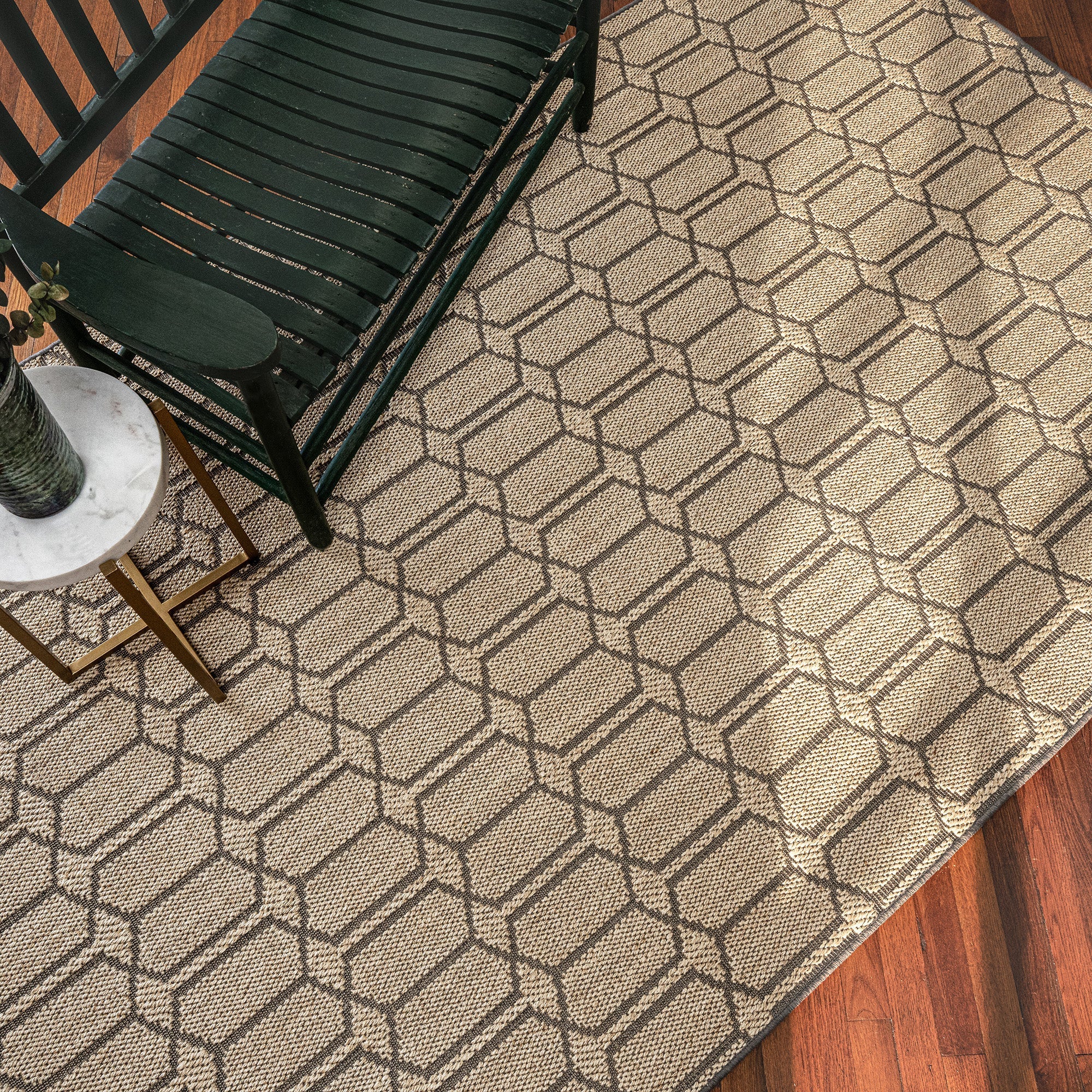 Petra Sand Black Machine Woven Rug Rectangle image