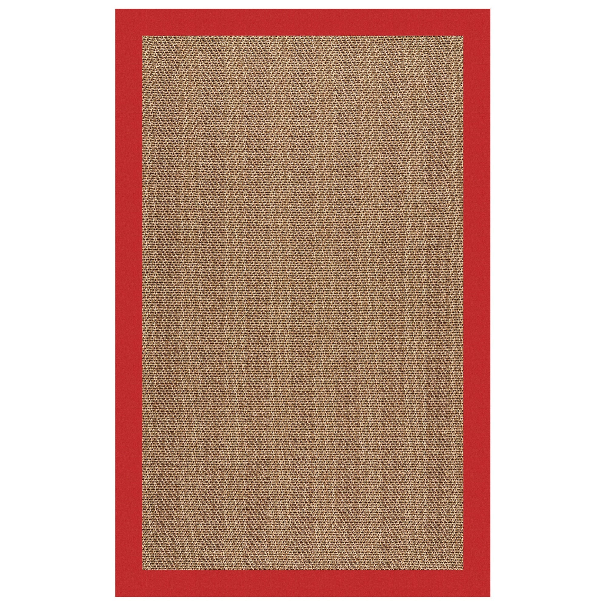 Islamorada-Herringbone Canvas Jockey Red Indoor/Outdoor Bordere Rectangle image