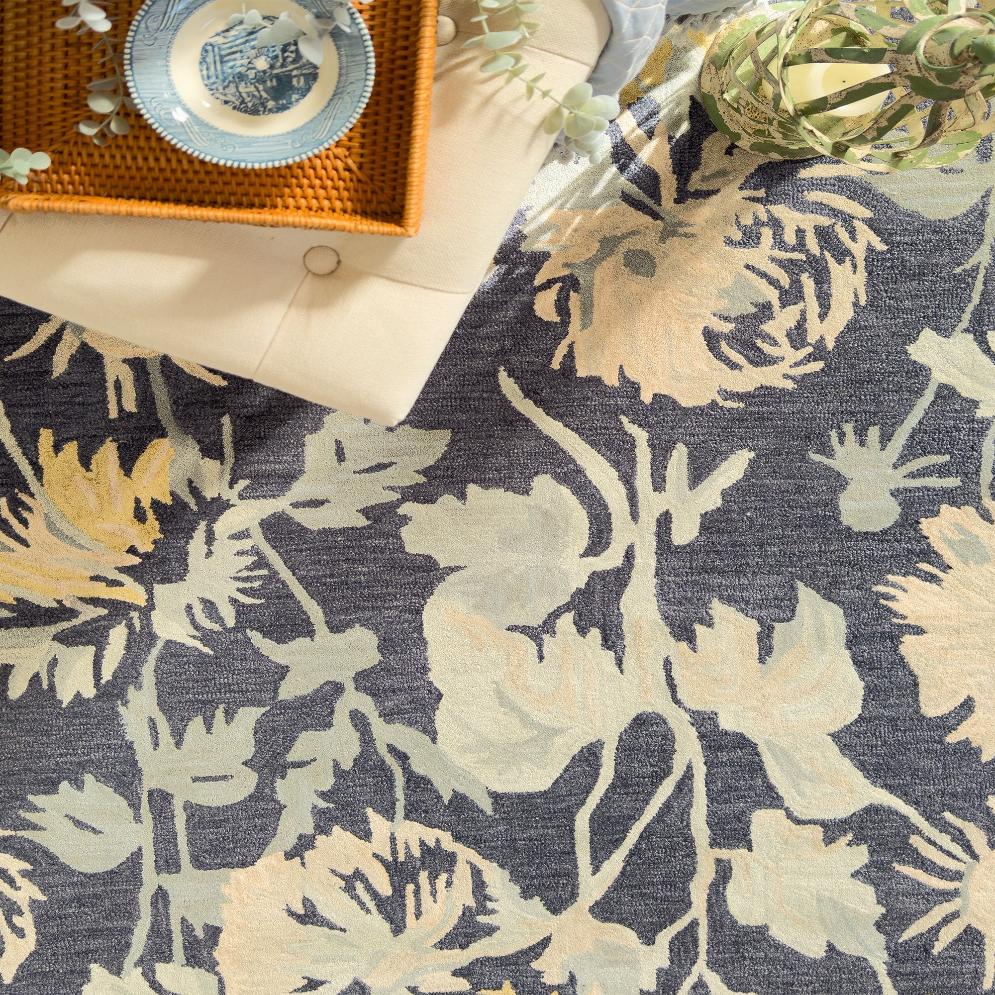 Avanti-Floral Nouveau Blue Multi Hand Tufted Rug Rectangle image