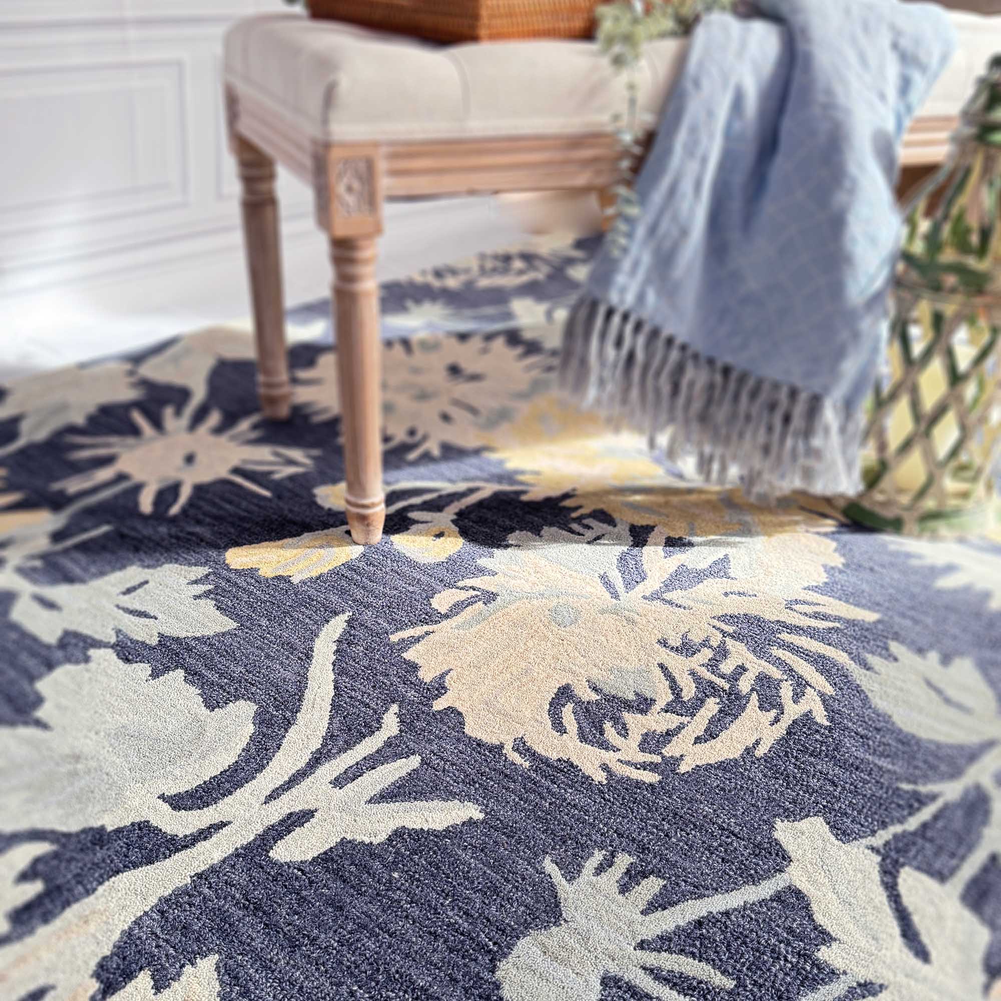 Avanti-Floral Nouveau Blue Multi Hand Tufted Rug Rectangle image