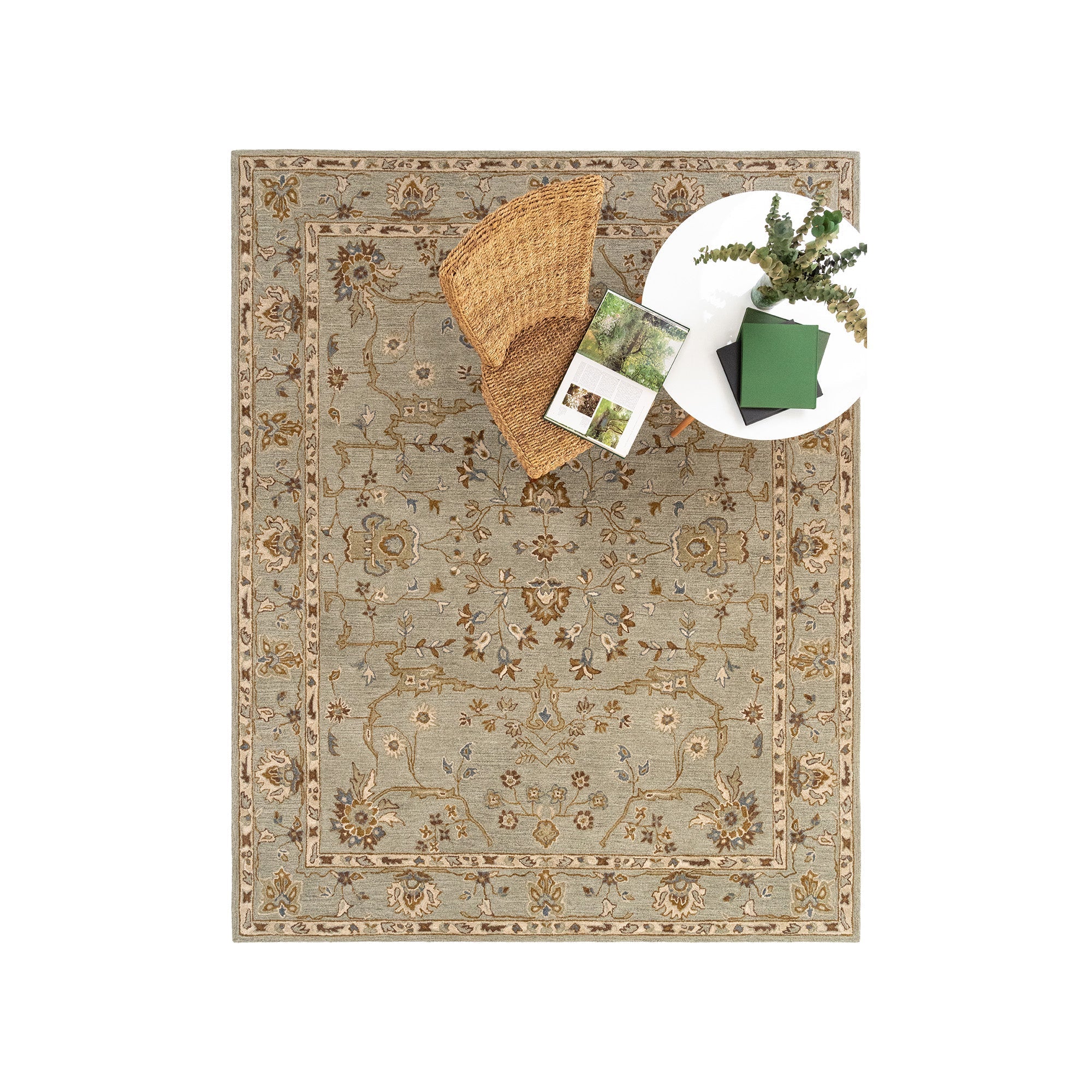 Azari-Isfahan Celadon Hand Tufted Rug Rectangle image