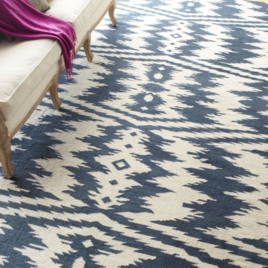 Uzbek Bokrum Blue Flat Woven Rug Rectangle image