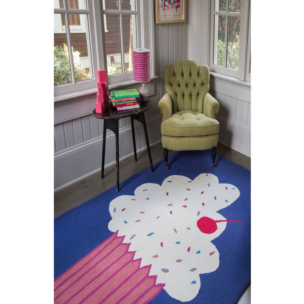 Cupcakes Blueberry Loop Hooked Rug Rectangle image