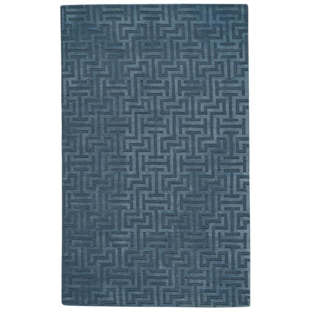 Gallery-Puzzle Slate Blue Hand Loomed Area Rug Rectangle image